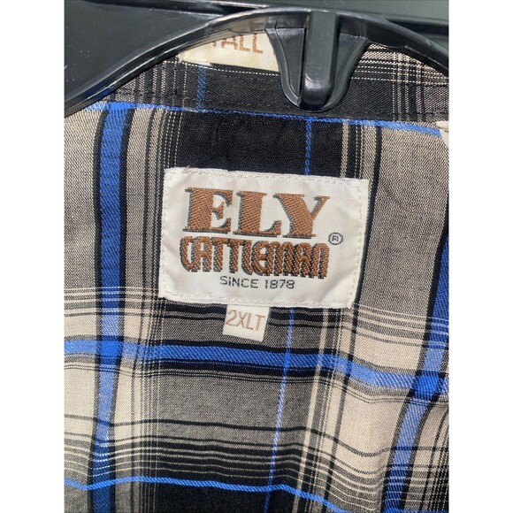 Ely Cattleman Shirt Mens 2XL Tall Western Pearl Snap Cowboy Rodeo Plaid 2xlt - Picture 4 of 8